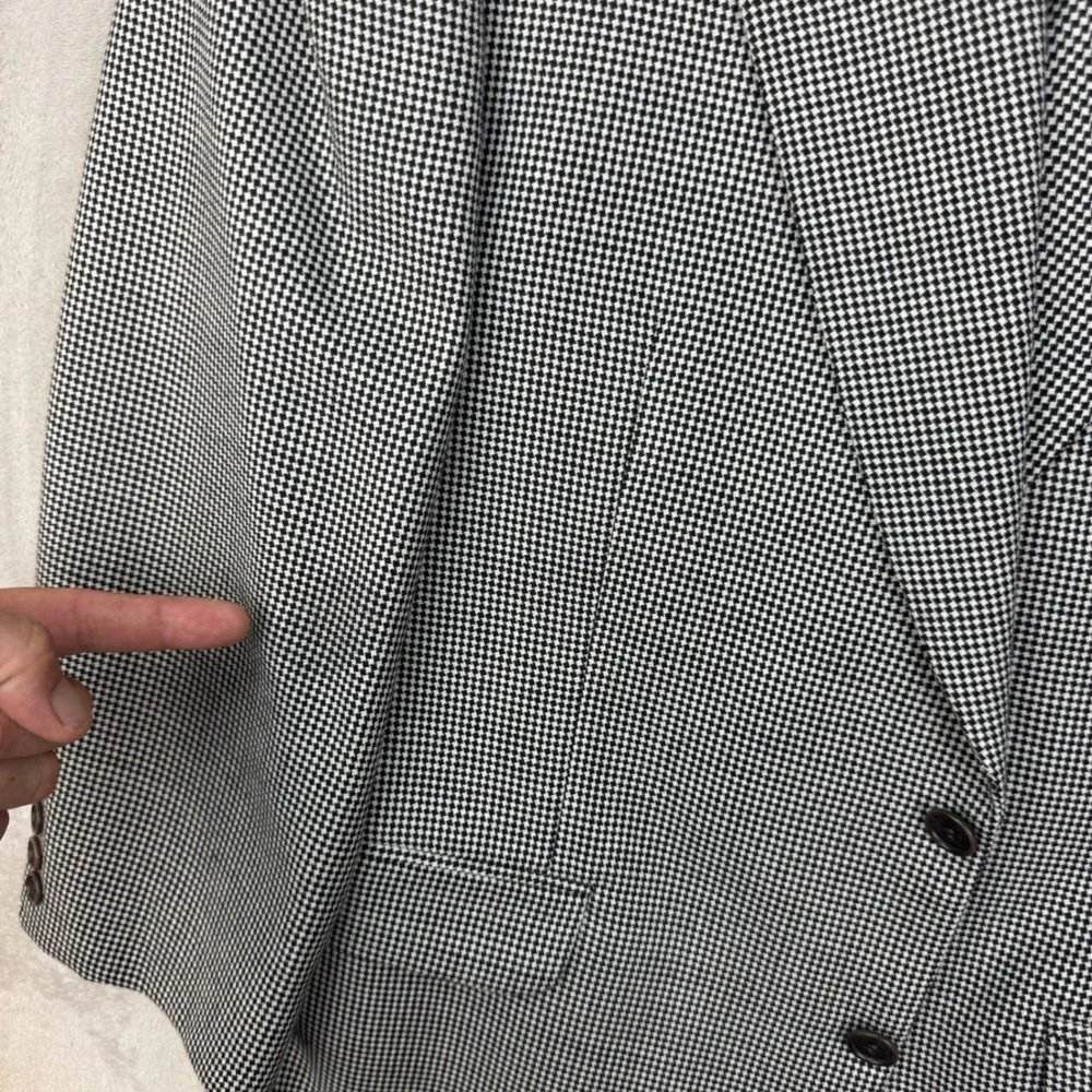 Manzoni Couture Blazer Mens 41 Gray Regular Houndstooth Wool Italy Vintage Coat
